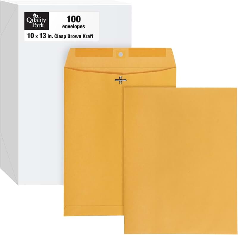 10 x 13 Brown Kraft Clasp Envelopes, 100 Pack