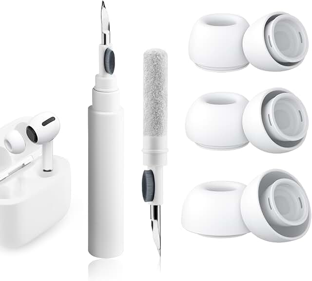 Replacement silicone ear tips with storage and cleaner kit