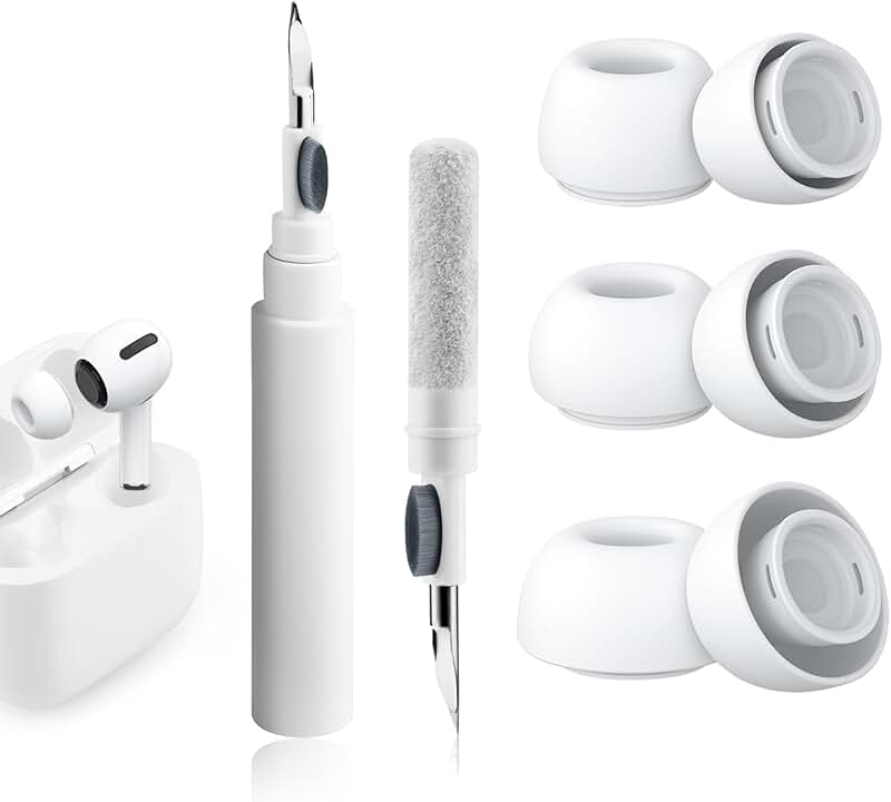 Replacement silicone ear tips with storage and cleaner kit