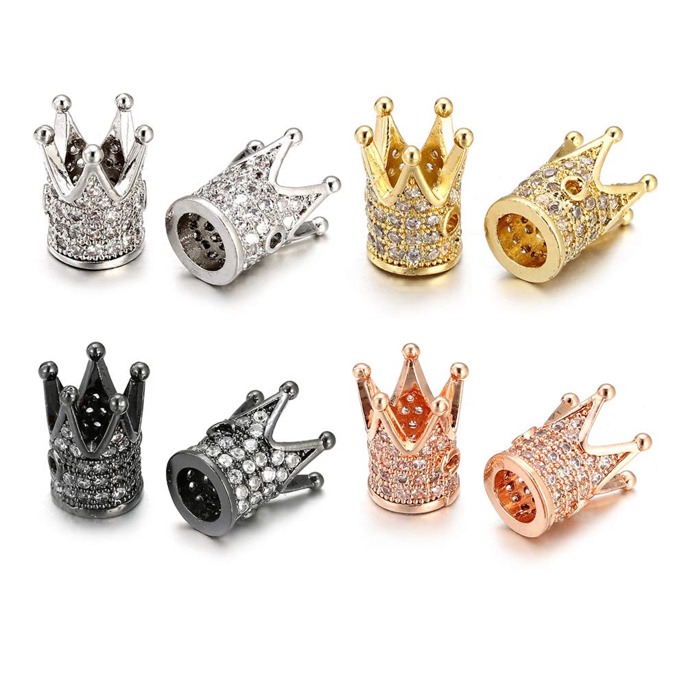8 Pcs Queen Crown Charm Beads for Jewelry Making
