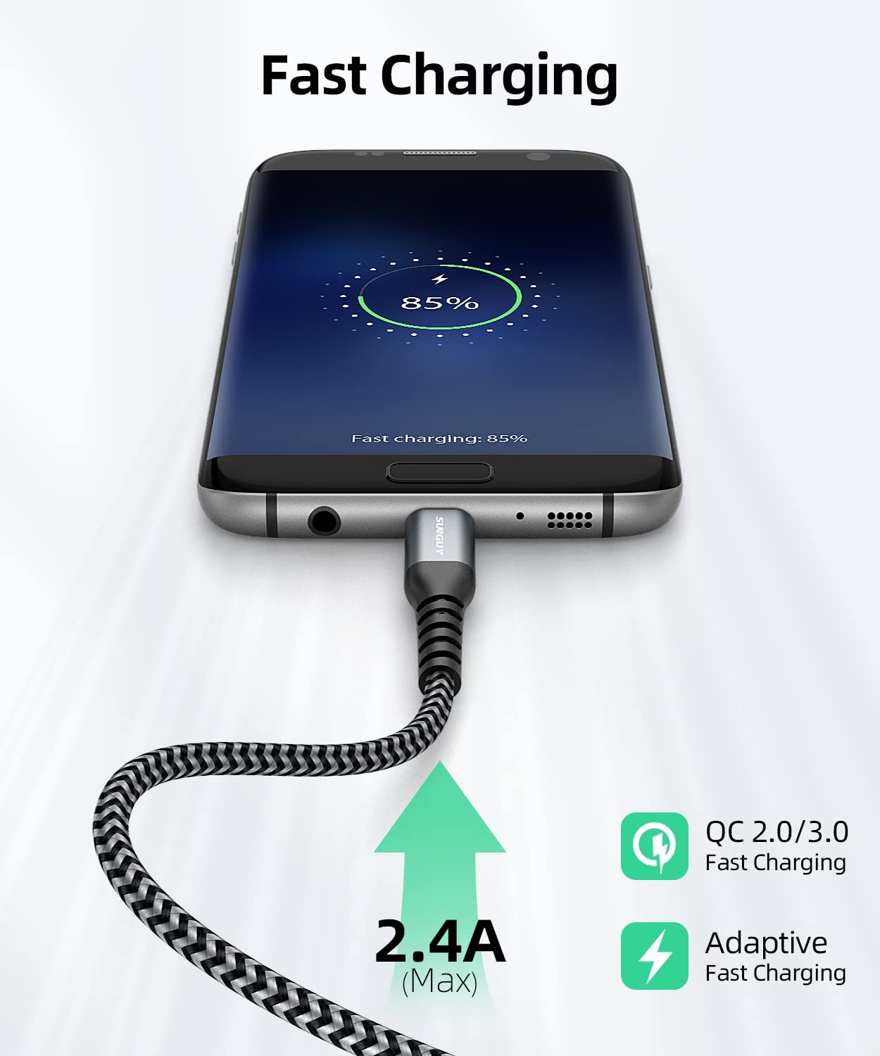 Micro USB Cable 1FT[3Pack] Short Braided USB 2.0 Micro Fast Charging and Data Sync Cord for Samsung Galaxy S7 Edge S6,Moto G5 G5S Plus,Sony Xperia Z3 Z5