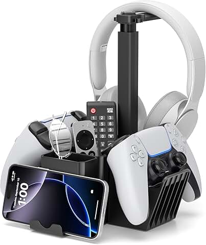 Dual Controller and Headphone Holder with Phone Storage