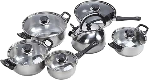 Stainless Steel Cookware Set with Pots, Pans, and Utensils