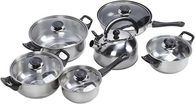 Stainless Steel Cookware Set with Pots, Pans, and Utensils