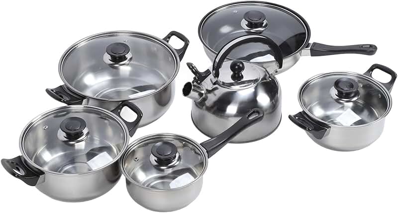 12-Piece Silicone Cooking Utensil Set with Stainless Steel Handles