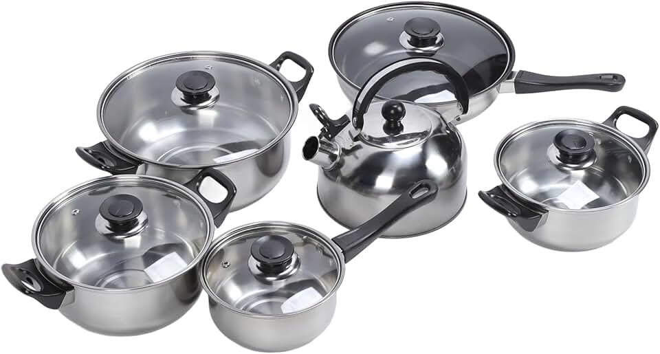 Stainless Steel Cookware Set with Pots, Pans, and Utensils