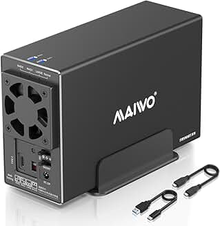 Dual Bay SATA HDD Enclosure with Cooling Fan and 10Gbps USB C