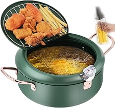 Deep Fryer Pot with Splash Guard and Thermometer