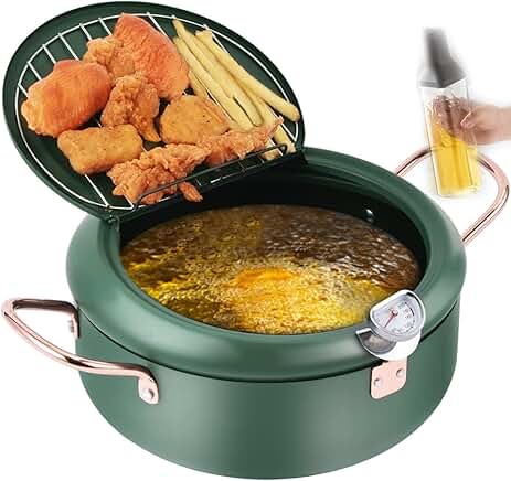 Deep Fryer Pot with Splash Guard and Thermometer