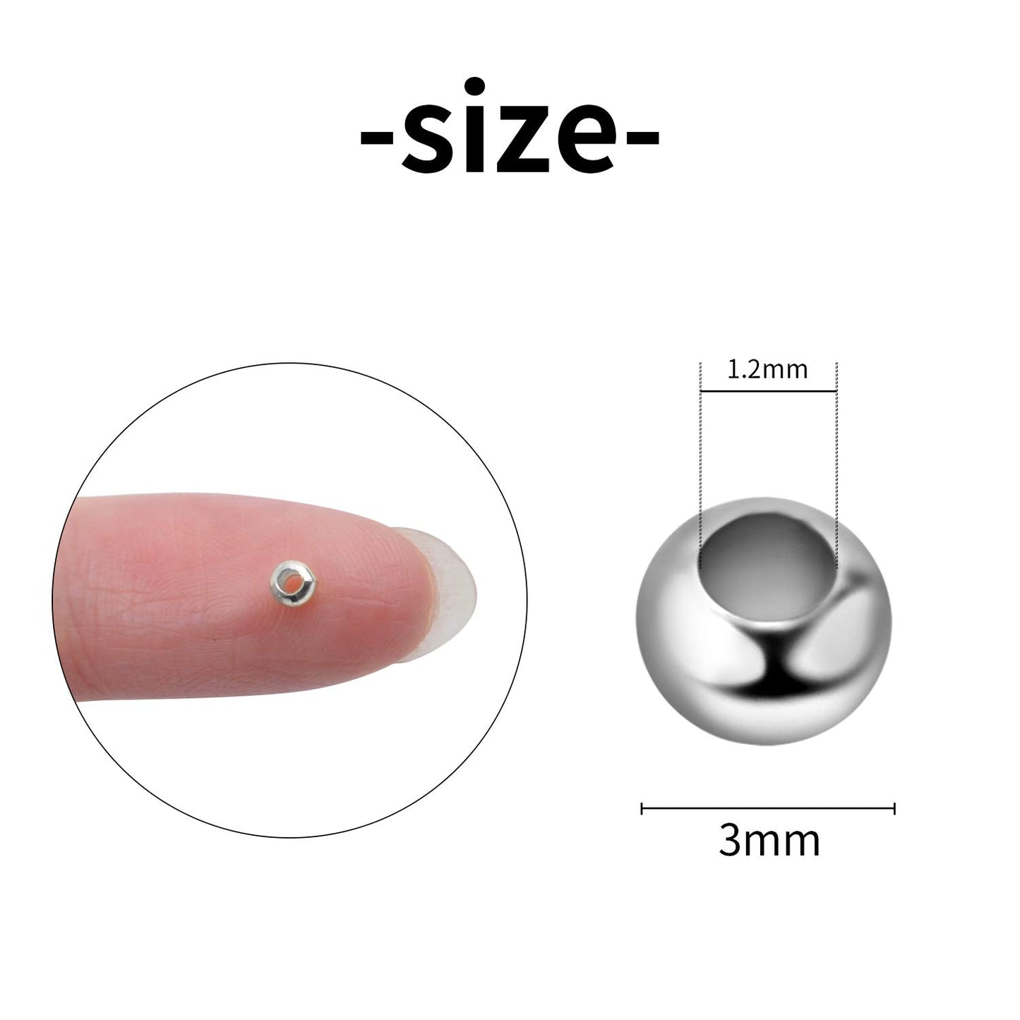 3mm Silver Crimp Beads for Jewelry Making, 1000 Pieces