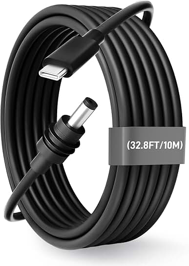 Waterproof USB C to DC Power Cable, 10M, for Outdoor Use