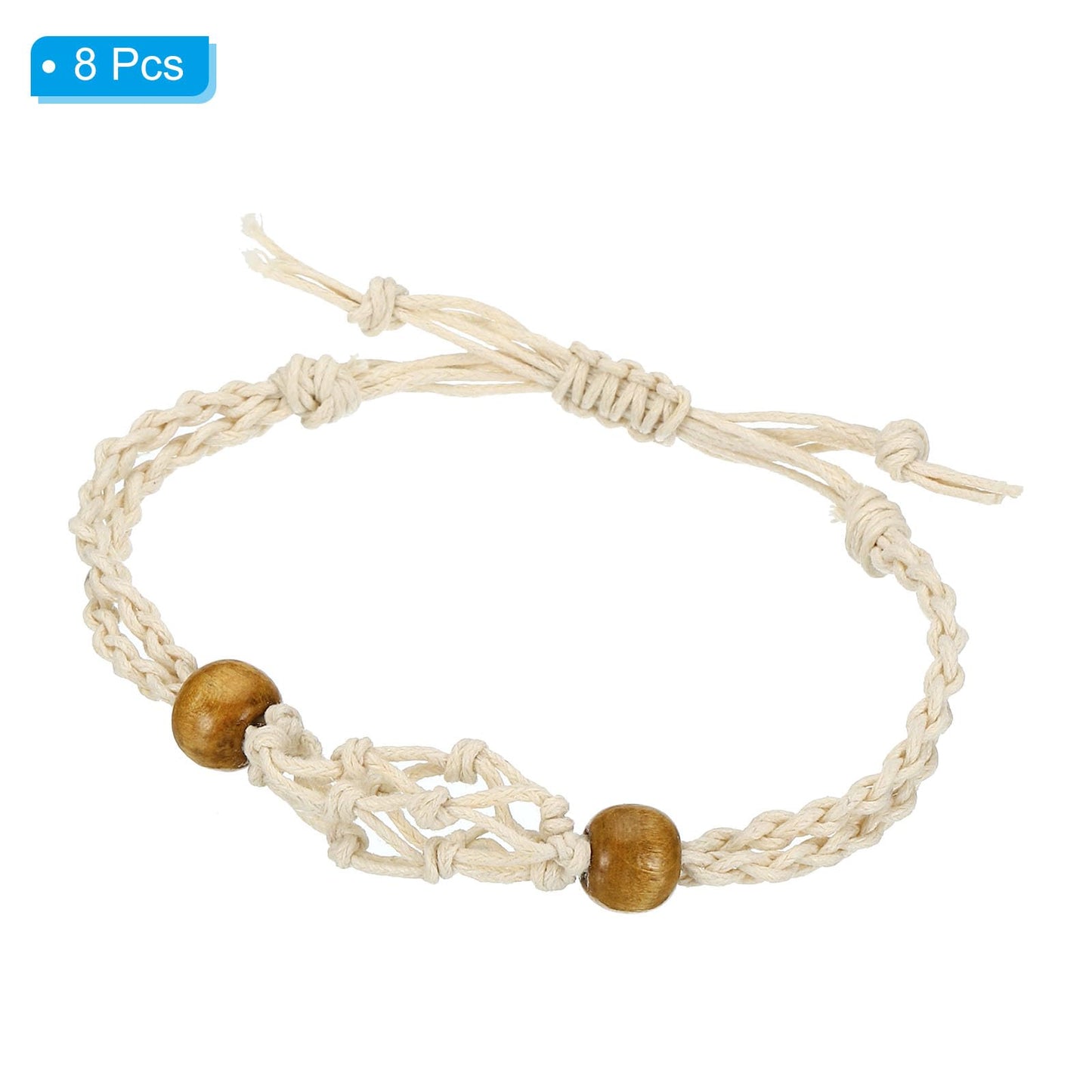 Adjustable White Bracelet Cord with Stone Holders for Jewelry Making