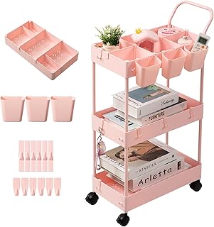 Slim 3-Tier Rolling Storage Cart for Small Spaces