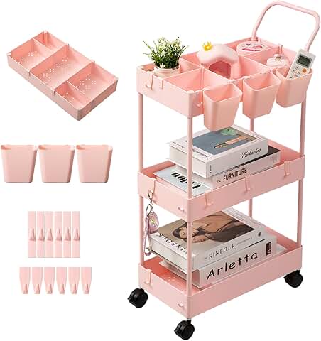 Slim 3-Tier Rolling Storage Cart for Small Spaces