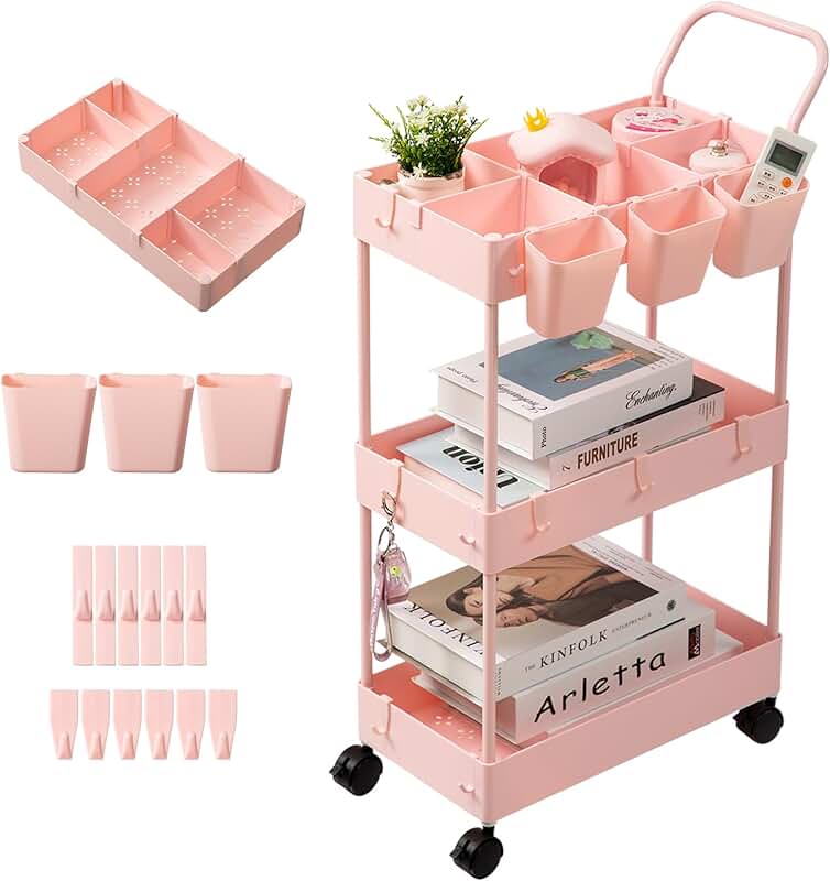 Slim 3-Tier Rolling Storage Cart for Small Spaces