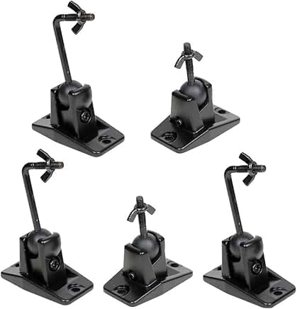 Black universal satellite and speaker wall or ceiling mount