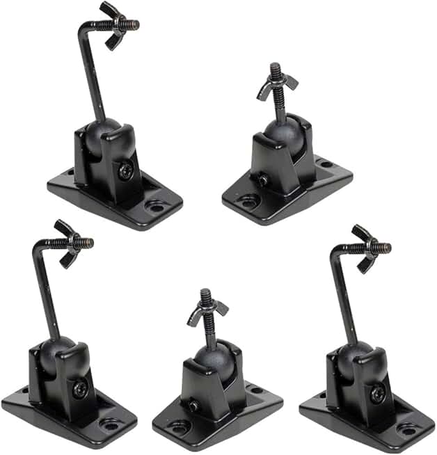 Black universal satellite and speaker wall or ceiling mount