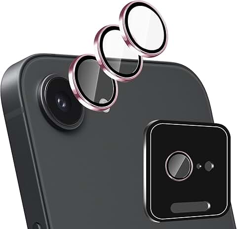 Pink 3-Pack Camera Lens Protectors with Metal Ring