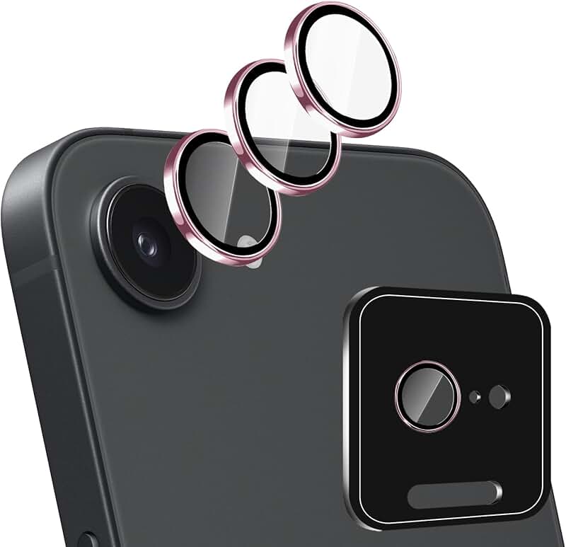 Pink 3-Pack Camera Lens Protectors with Metal Ring