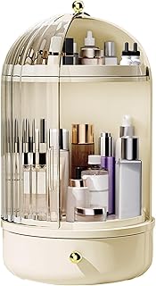 Rotating Makeup Organizer with Cover and Drawer