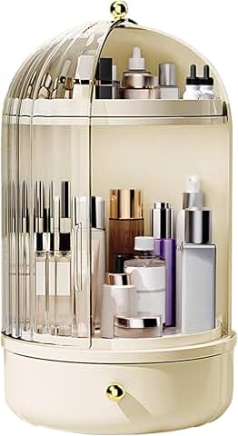 Rotating Makeup Organizer with Cover and Drawer