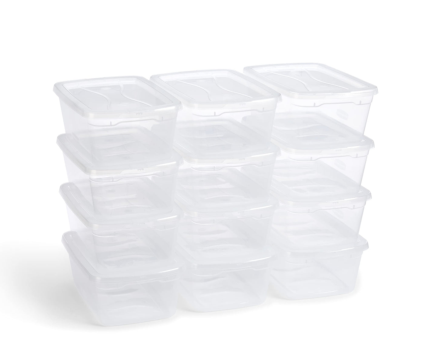 Cleverstore Clear 6 Qt/1.5  Pack of 12 Stackable Plastic Storage Containers with Durable Snapping Clear Lids, Visible Organization, Great for Closet, Underbed, and Kitchen Storage