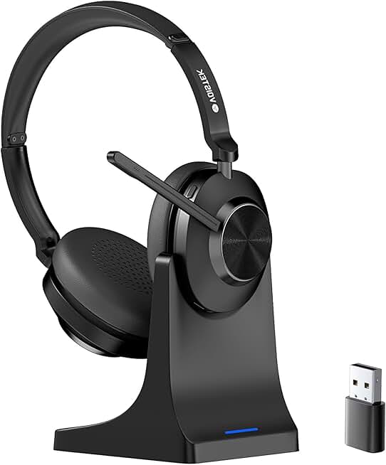 Wireless Bluetooth Headset with Microphone and 45+ Hours Battery