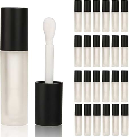 24 pcs 5ml Frosted Black Lip Gloss Tubes with Large Wand