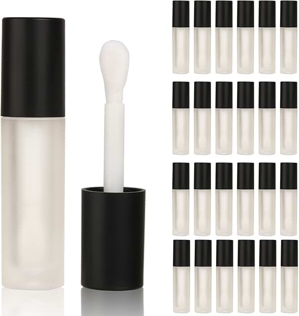 24 pcs 5ml Frosted Black Lip Gloss Tubes with Large Wand