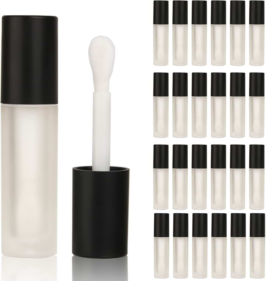 24 pcs 5ml Frosted Black Lip Gloss Tubes with Large Wand
