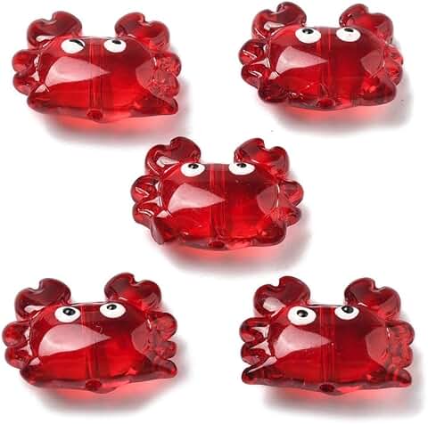 20 Red Bumpy Crab Beads for Jewelry Making