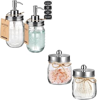 2 Pack Qtip Holders and Soap Dispensers for Bathroom