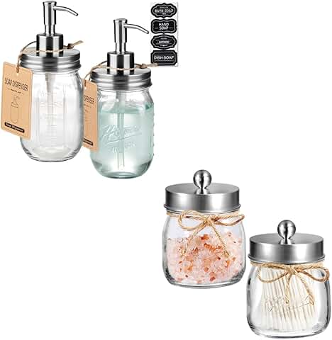 2 Pack Qtip Holders and Soap Dispensers for Bathroom