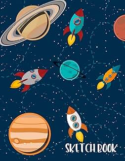 Kids' Solar System and Rocket Sketch Book, 8.5x11, 100 Pages