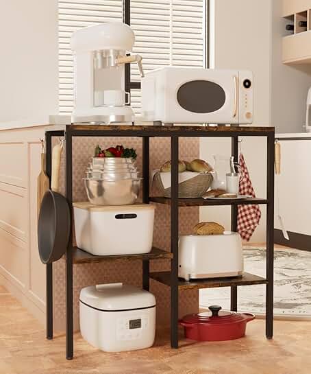 4-Tier Adjustable Kitchen Microwave Stand with Shelves