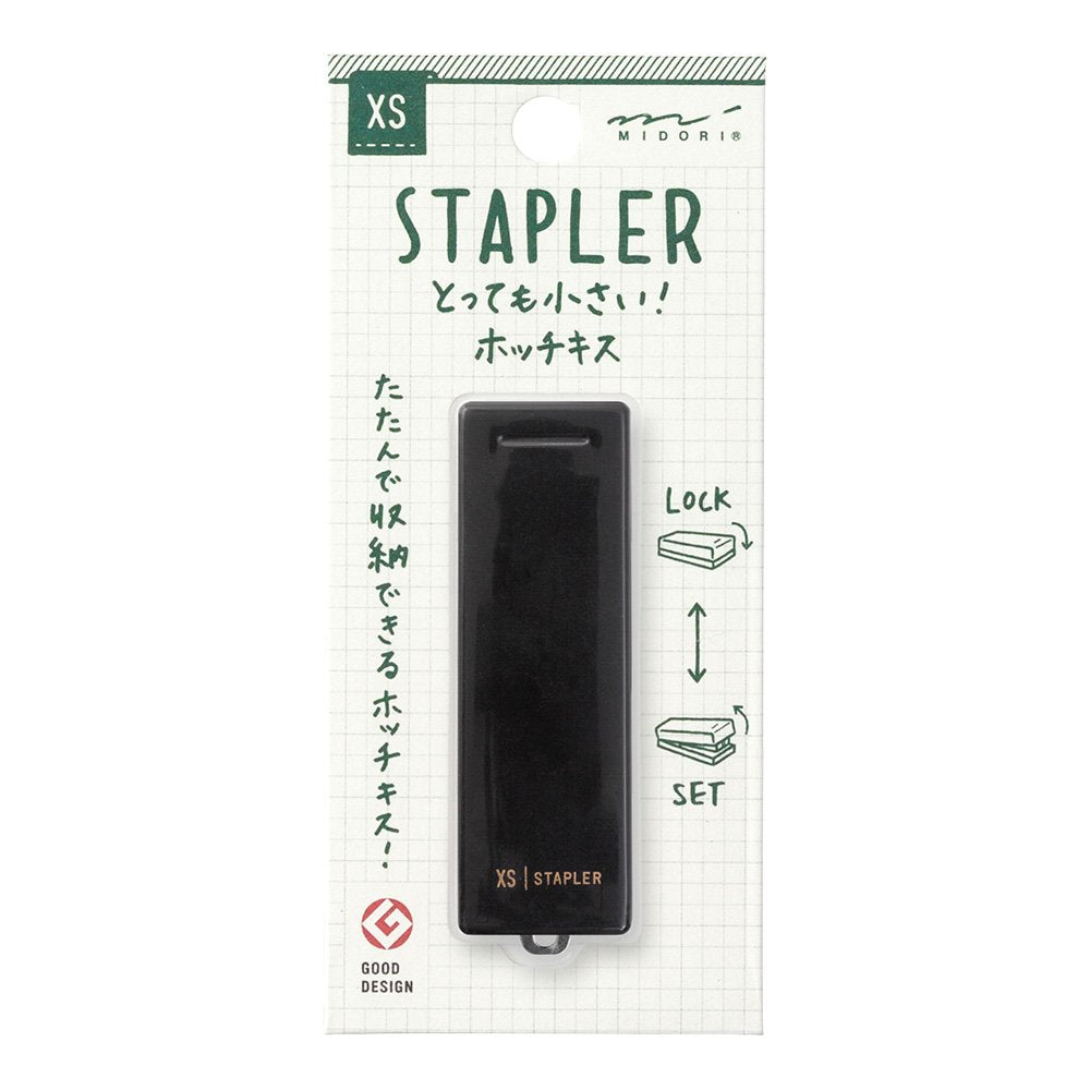 Compact black stapler from XS series