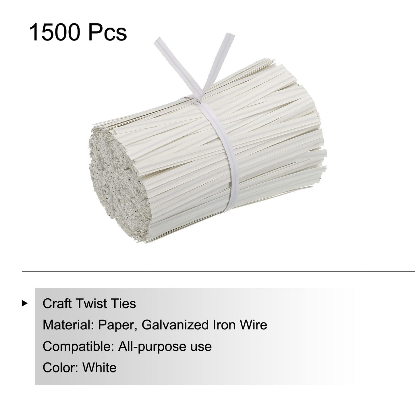 PartyPerfect White Paper Twist Ties 3.5" Pack of 1500