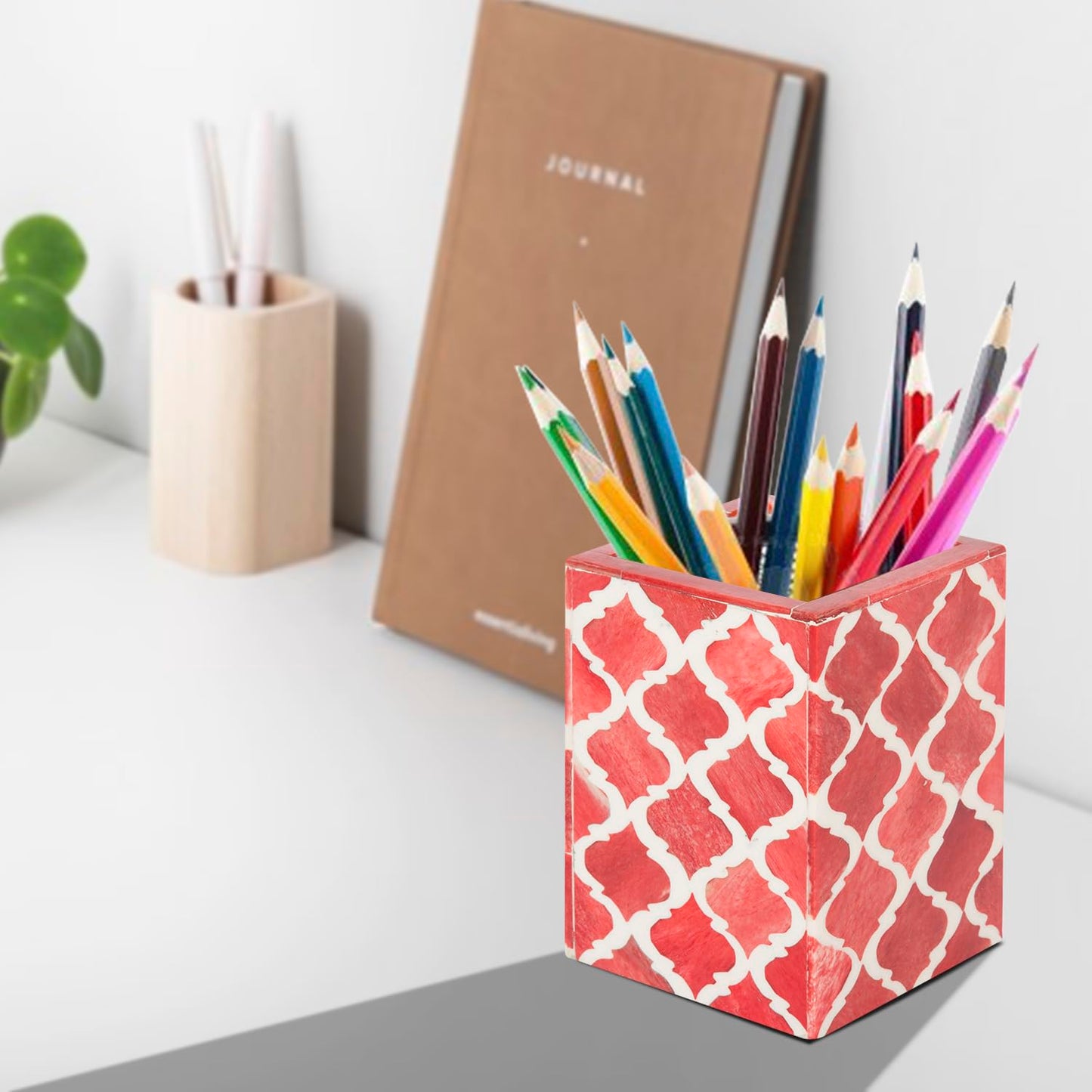 Aesthetic Bone and Resin Pen Holder for Desk Organizer