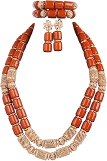African Beads Jewelry Set for Women with Necklace, Earrings, and Bracelets