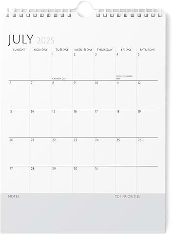 Vertical 2025-2026 Wall Calendar, 8.5x11 inches