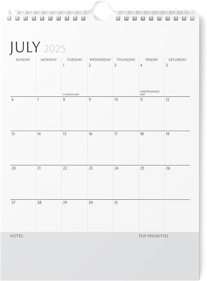 Vertical 2025-2026 Wall Calendar, 8.5x11 inches