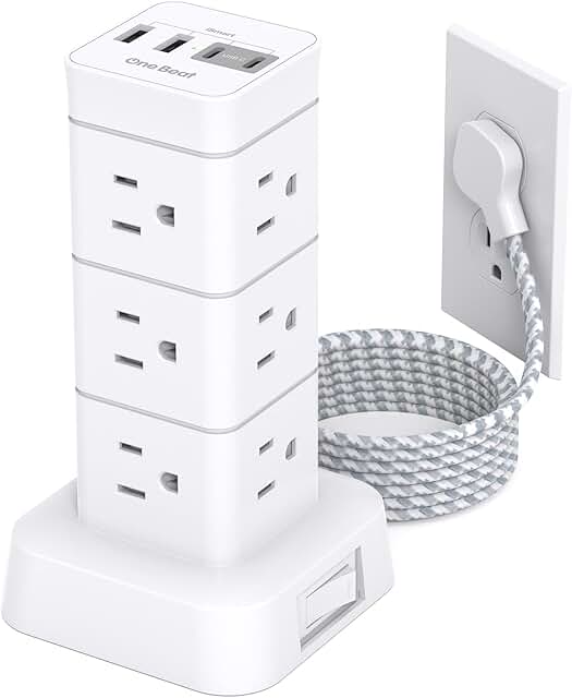 12-Outlet Power Strip with USB Charging Station