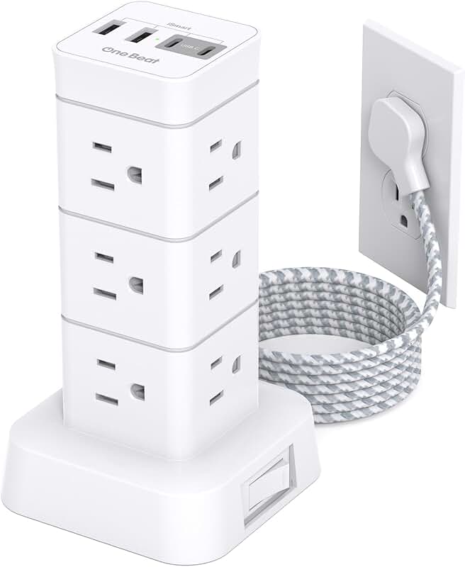 12-Outlet Power Strip with USB Charging Station