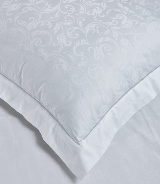 French Royal Damask Pattern, Ultra Soft 300 Thread Count  Cotton Jacquard Sateen, White, Twin 48-inch, 8 Piece Duvet Set, Bedding Duvet Cover Set for Two Beds