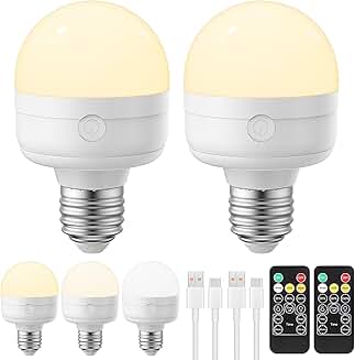 Rechargeable LED Bulb with Remote, 2 Pack