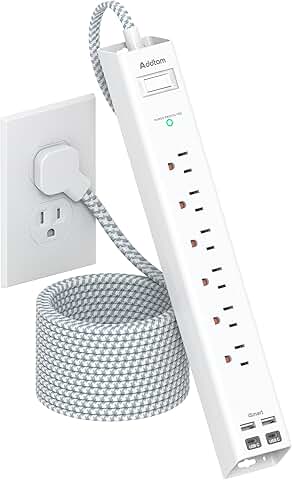 10 ft Power Strip with 6 Outlets and 4 USB Ports