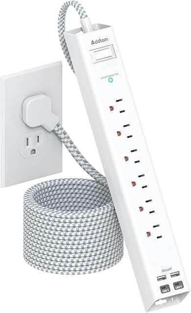 10 ft Power Strip with 6 Outlets and 4 USB Ports