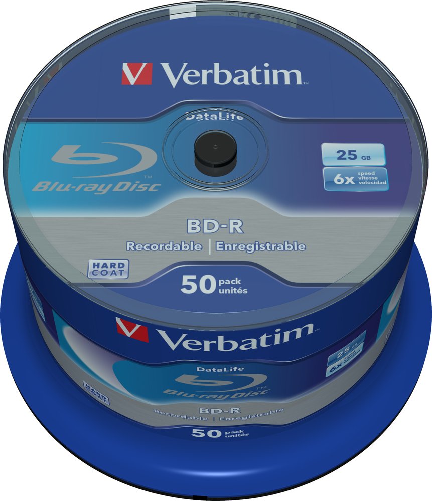 BD-R SL Datalife - Blu-ray Disc 25GB, 6X Burning Speed, Scratch Protection, 50-Pack Spindle