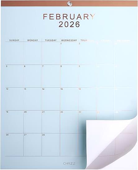 2026 Monthly Wall Calendar with Rose Gold Details