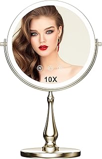 Large 9" Lighted Makeup Mirror with 1x/10x Magnification